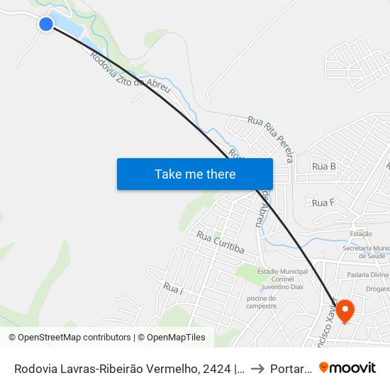 Rodovia Lavras-Ribeirão Vermelho, 2424 | Ete Lavras to Portaria 2 map