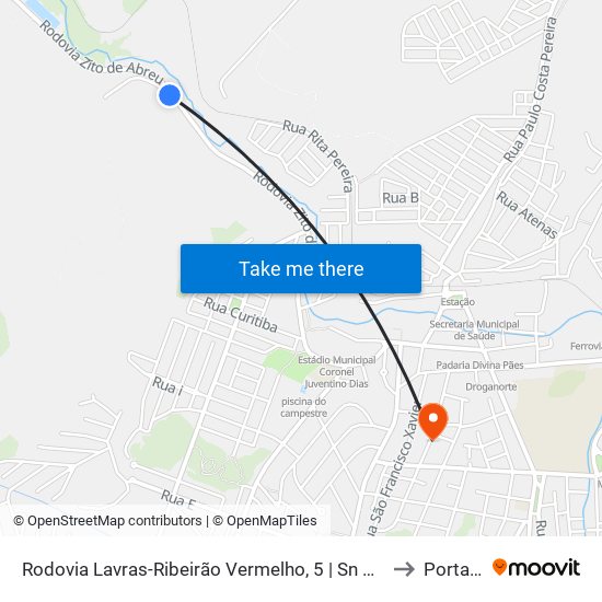 Rodovia Lavras-Ribeirão Vermelho, 5 | Sn Concretos E Britas to Portaria 2 map