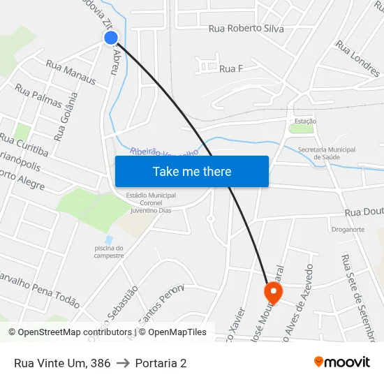 Rua Vinte Um, 386 to Portaria 2 map