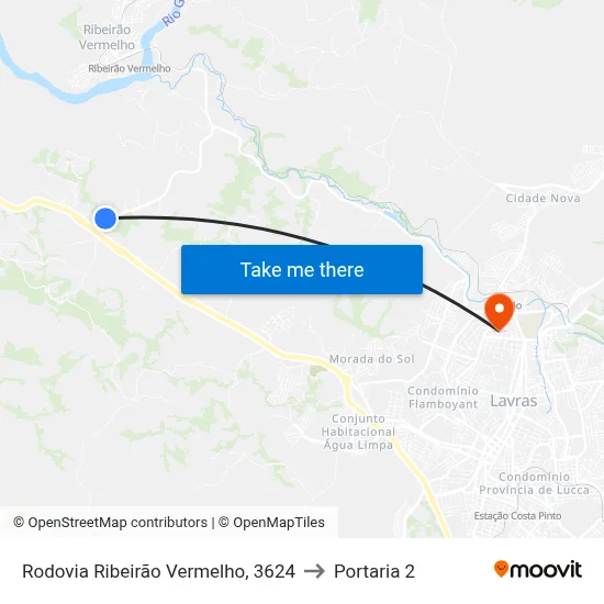 Rodovia Ribeirão Vermelho, 3624 to Portaria 2 map