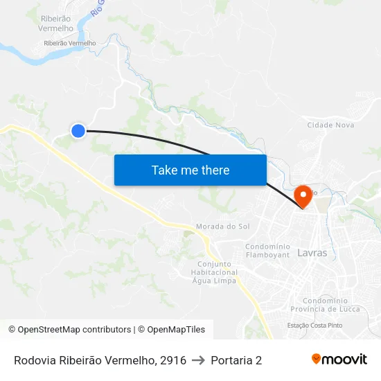 Rodovia Ribeirão Vermelho, 2916 to Portaria 2 map