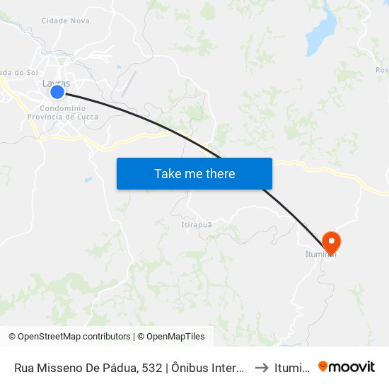 Rua Misseno De Pádua, 532 | Ônibus Intermunicipais to Itumirim map