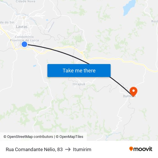 Rua Comandante Nélio, 83 to Itumirim map