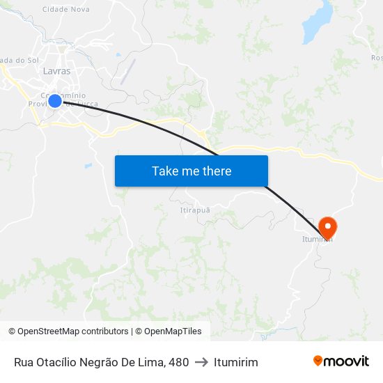 Rua Otacílio Negrão De Lima, 480 to Itumirim map