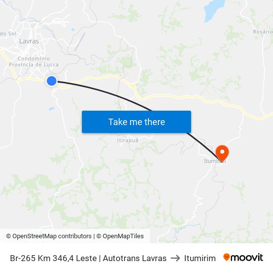 Br-265 Km 346,4 Leste | Autotrans Lavras to Itumirim map