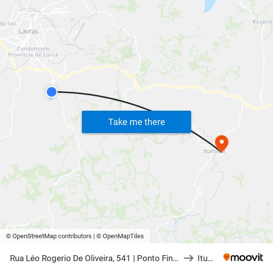 Rua Léo Rogerio De Oliveira, 541 | Ponto Final No Colinas Da Serra to Itumirim map
