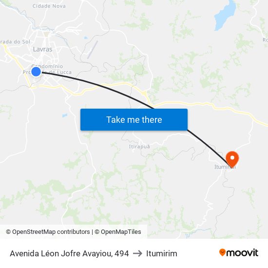 Avenida Léon Jofre Avayiou, 494 to Itumirim map