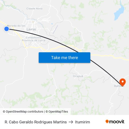 R. Cabo Geraldo Rodrigues Martins to Itumirim map