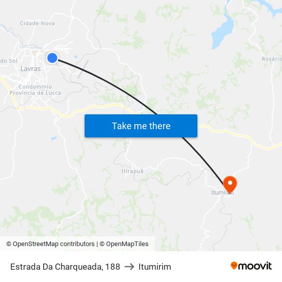 Estrada Da Charqueada, 188 to Itumirim map