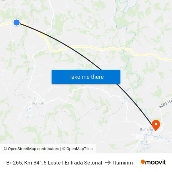Br-265, Km 341,6 Leste | Entrada Setorial to Itumirim map