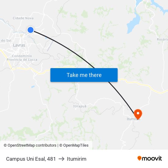 Campus Uni Esal, 481 to Itumirim map