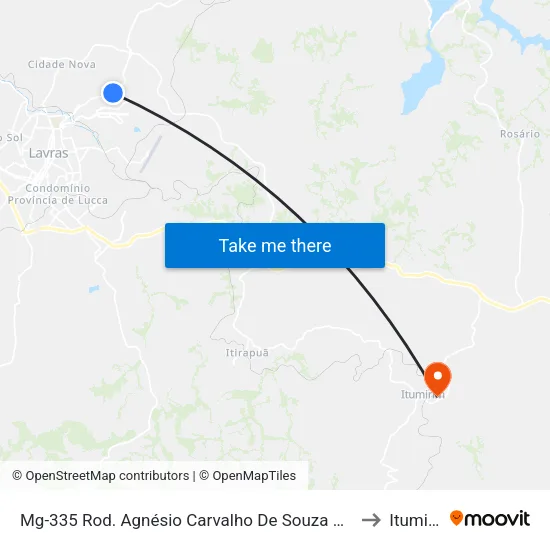 Mg-335 Rod. Agnésio Carvalho De Souza Km 86,0 Sul to Itumirim map