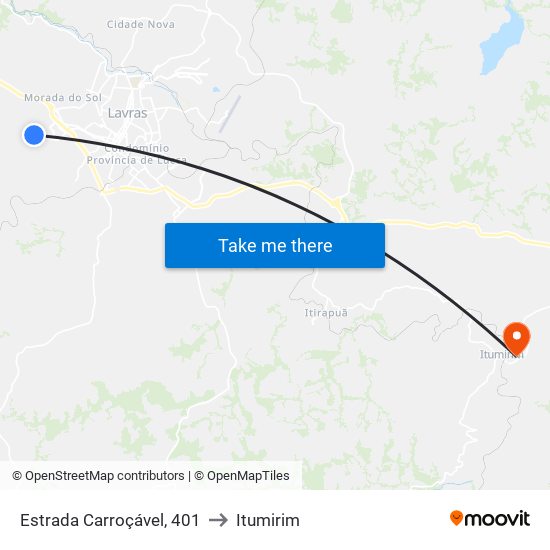 Estrada Carroçável, 401 to Itumirim map