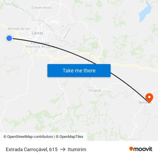 Estrada Carroçável, 615 to Itumirim map