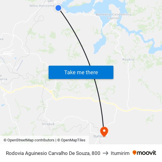 Rodovia Aguinesio Carvalho De Souza, 800 to Itumirim map