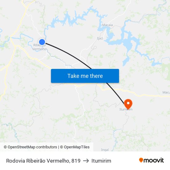 Rodovia Ribeirão Vermelho, 819 to Itumirim map