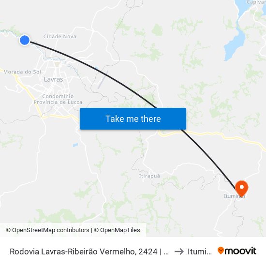 Rodovia Lavras-Ribeirão Vermelho, 2424 | Ete Lavras to Itumirim map