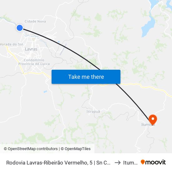 Rodovia Lavras-Ribeirão Vermelho, 5 | Sn Concretos E Britas to Itumirim map