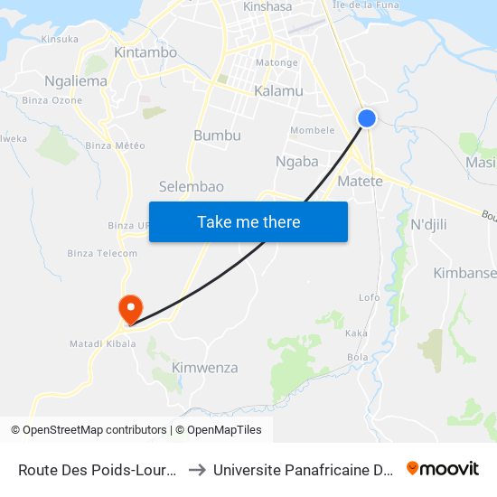Route Des Poids-Lourds, 762 to Universite Panafricaine Du Congo map