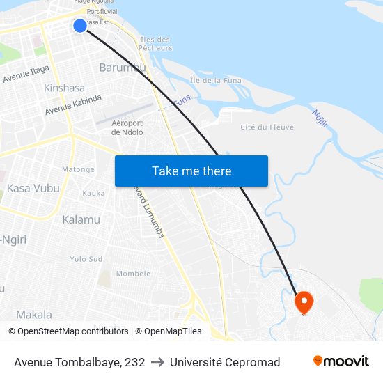 Avenue Tombalbaye, 232 to Université Cepromad map