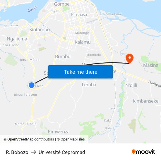 R. Bobozo to Université Cepromad map