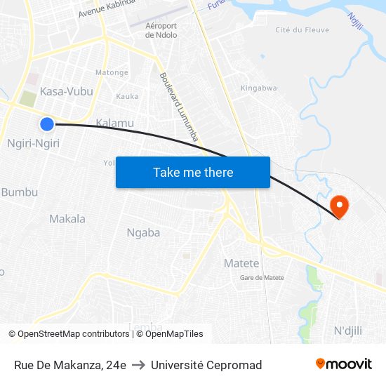 Rue De Makanza, 24e to Université Cepromad map