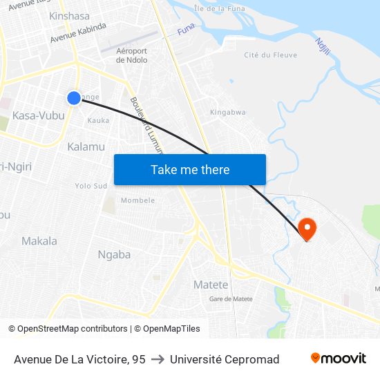 Avenue De La Victoire, 95 to Université Cepromad map