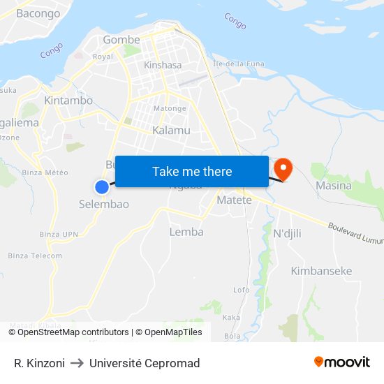 R. Kinzoni to Université Cepromad map