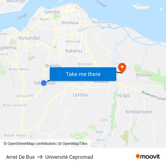 Arret De Bus to Université Cepromad map