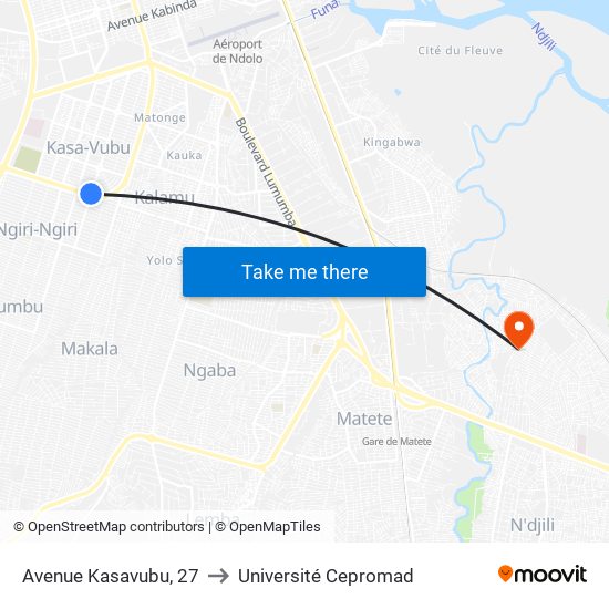 Avenue Kasavubu, 27 to Université Cepromad map