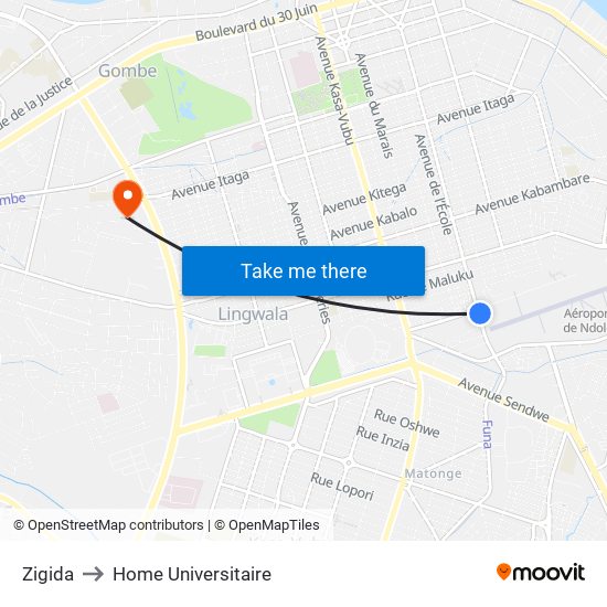 Zigida to Home Universitaire map