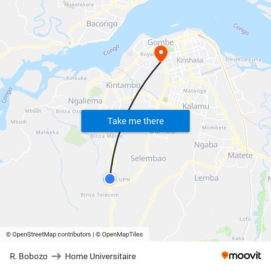 R. Bobozo to Home Universitaire map