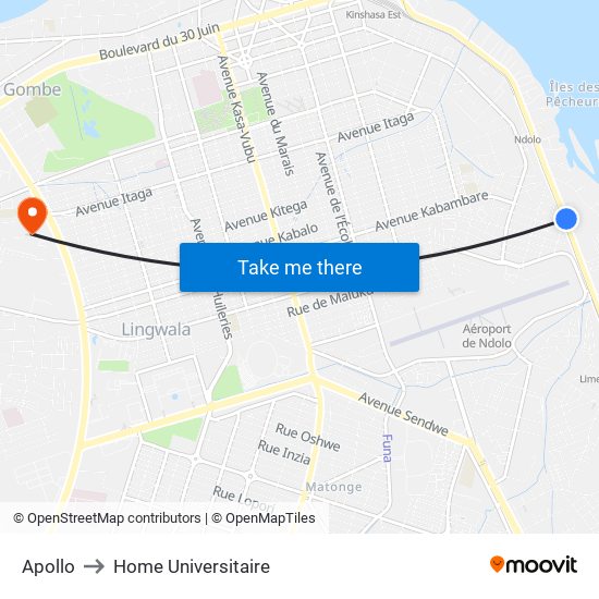 Apollo to Home Universitaire map