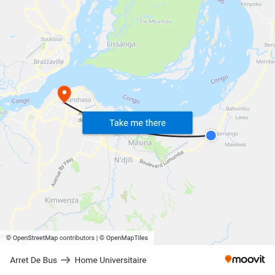 Arret De Bus to Home Universitaire map