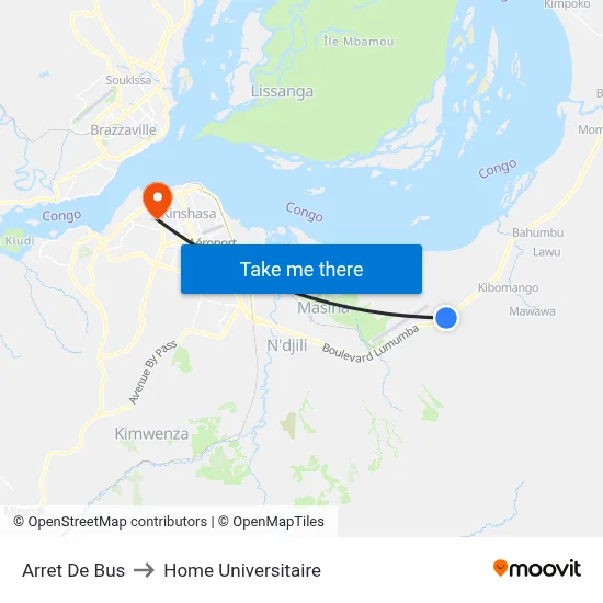 Arret De Bus to Home Universitaire map