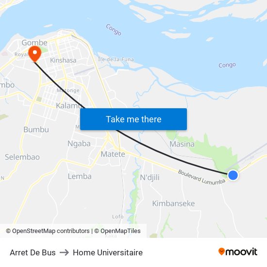 Arret De Bus to Home Universitaire map