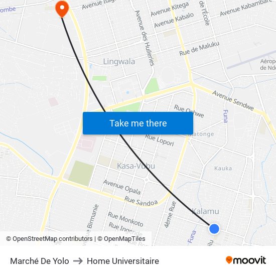 Marché De Yolo to Home Universitaire map