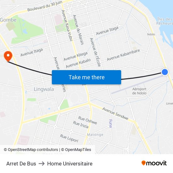 Arret De Bus to Home Universitaire map