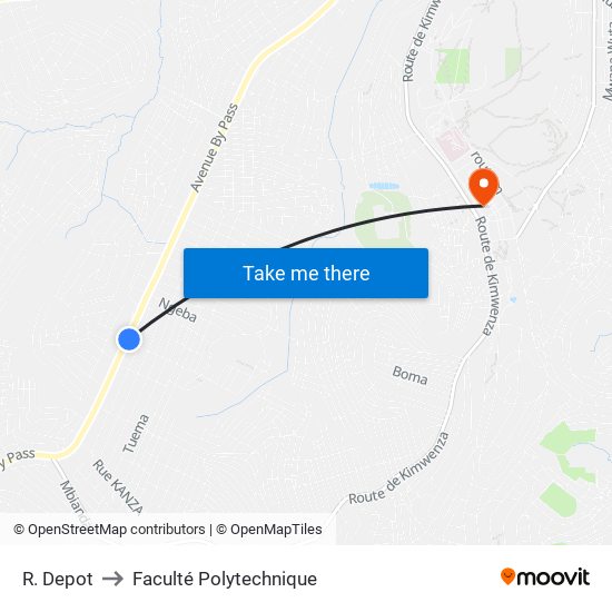 R. Depot to Faculté Polytechnique map