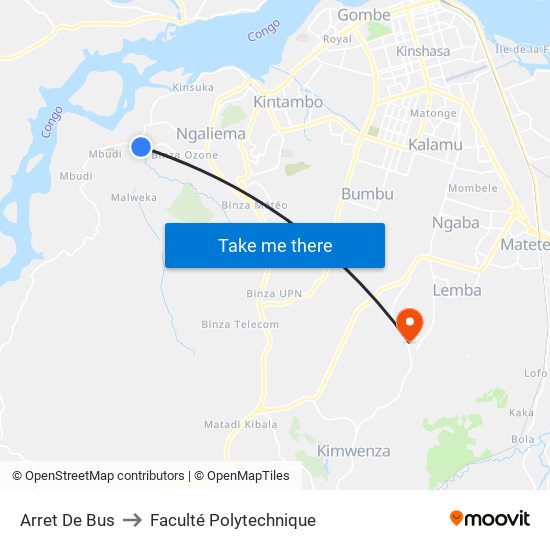 Arret De Bus to Faculté Polytechnique map