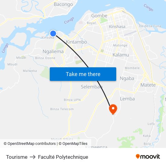 Tourisme to Faculté Polytechnique map