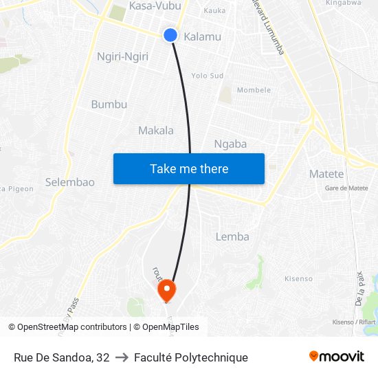 Rue De Sandoa, 32 to Faculté Polytechnique map