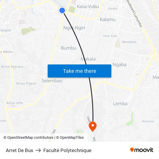 Arret De Bus to Faculté Polytechnique map