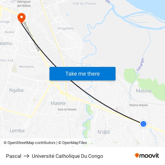 Pascal to Université Catholique Du Congo map
