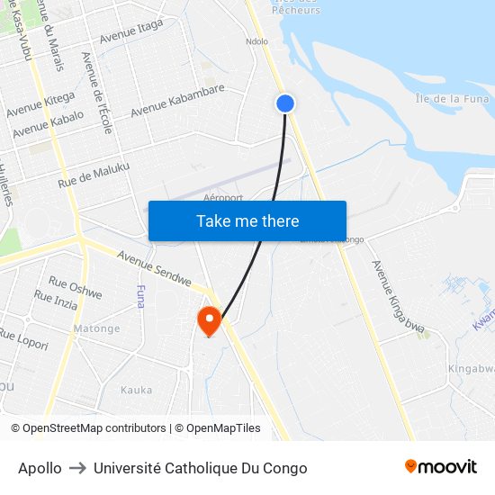 Apollo to Université Catholique Du Congo map