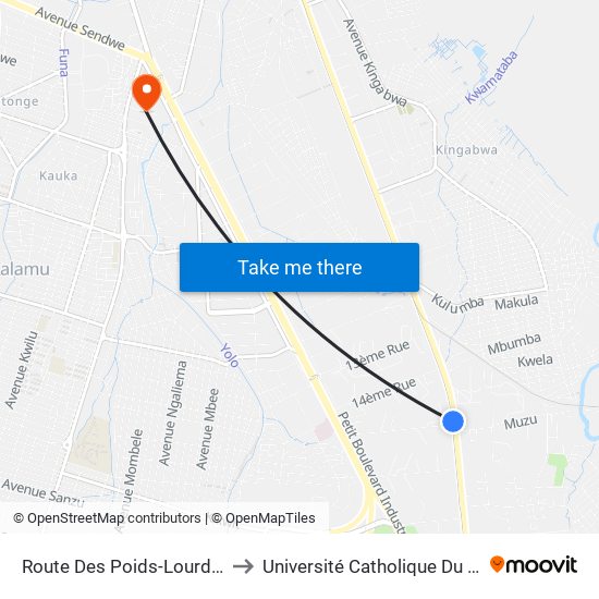 Route Des Poids-Lourds, 762 to Université Catholique Du Congo map