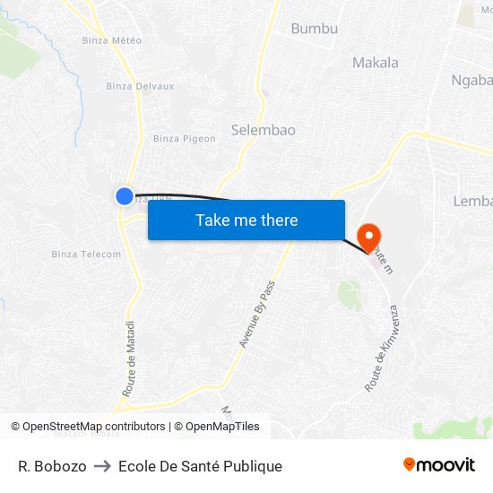 R. Bobozo to Ecole De Santé Publique map
