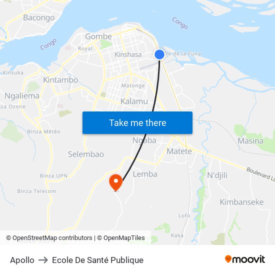 Apollo to Ecole De Santé Publique map