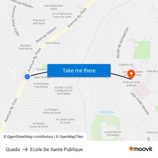 Quado to Ecole De Santé Publique map