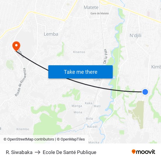 R. Siwabaka to Ecole De Santé Publique map